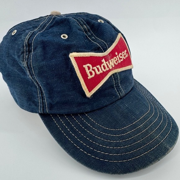Budweiser Other - Budweiser Hat Mens OS Blue Denim Vintage Snapback Made in USA Bowtie Logo